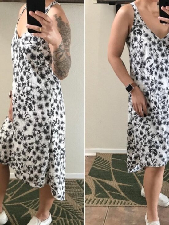 H&M Dresses & Skirts - H & M Black & White Floral High Low Midi Dress size 8